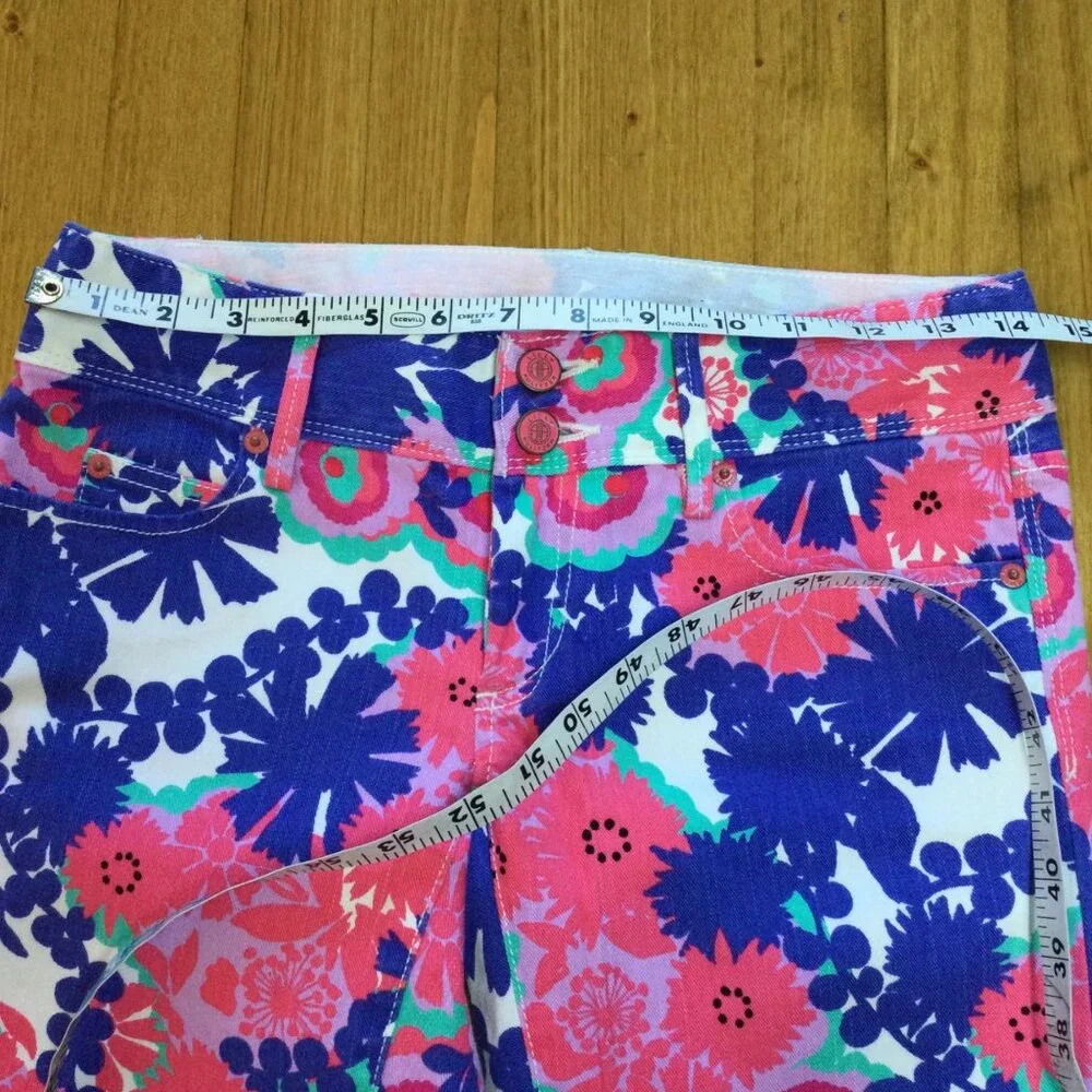 Lilly Pulitzer Worth Skinny Mini Floral Print Jeans Size 00 Multicolor Preppy